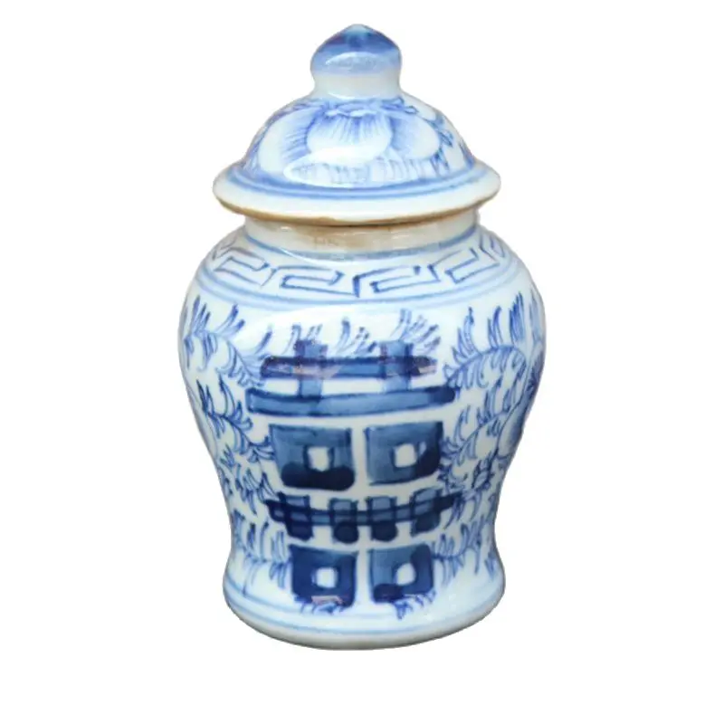 

China Old Porcelain Blue And White Porcelain Double Happiness Word Jar