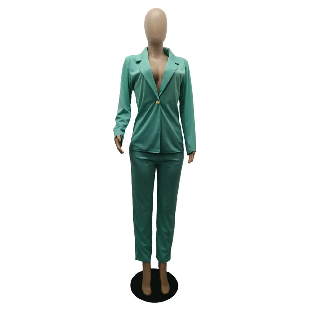 Комплект из двух предметов повседневный Блейзер пальто и однотонный