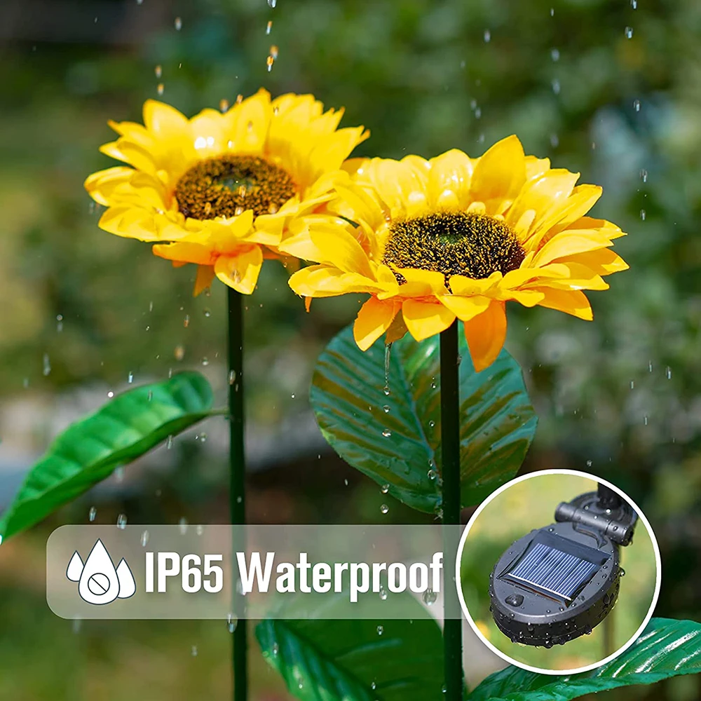 Подсолнухи на солнечной батарее наружный садовый фонарь для газона IP65