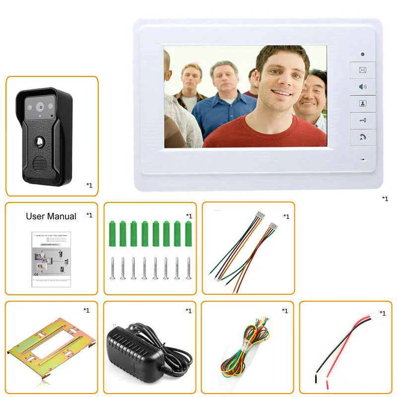 Визуальный домофон 7 ''TFT lcd проводной видео домофон система внутренний монитор 700TVL Открытый ИК камера Поддержка разблокировки