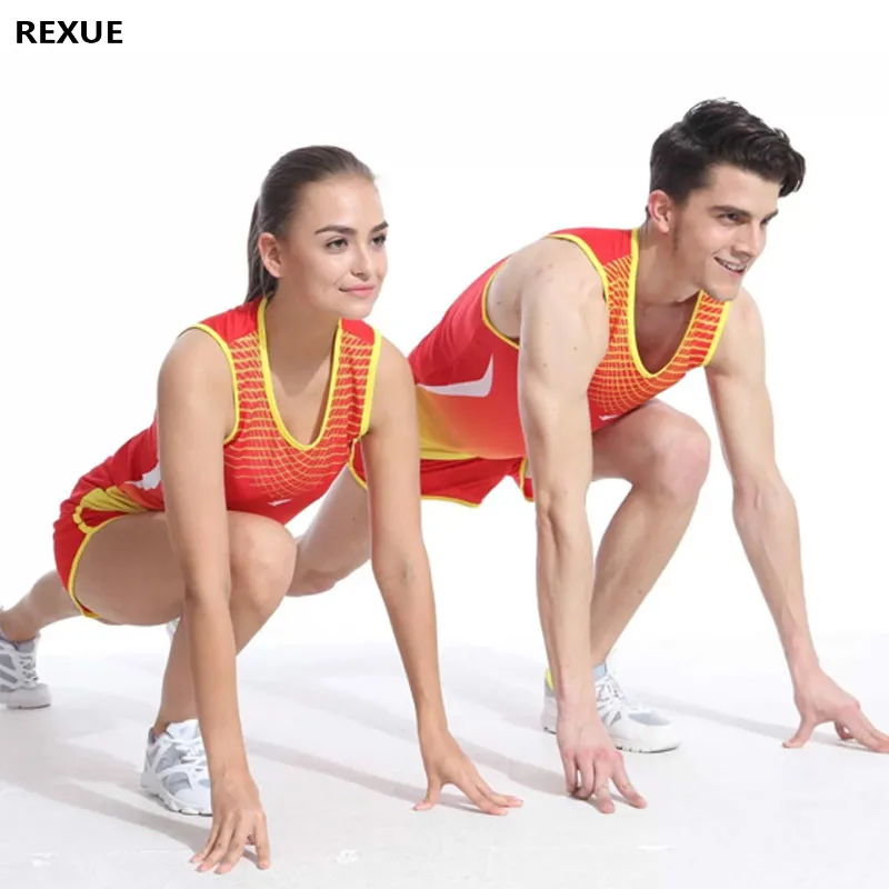 New running set Men Marathon Clothes Vest+Shorts Racing kits Track Jogging Suit Sportwear Sports Set Running Outdoors | Спорт и