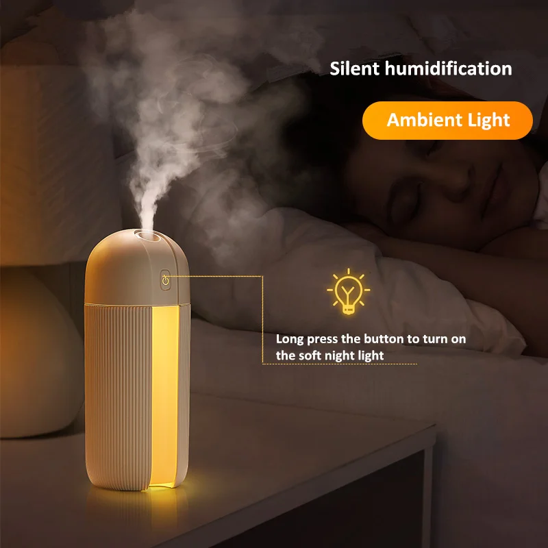 

280ML USB Air Humidifier Portable Ultrasonic Essential Aroma Oil Diffuser Air Purifier Soft Light Mist Maker For Car Home Office