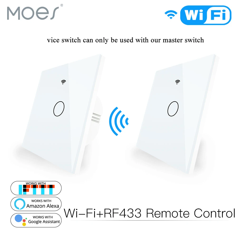 Wi Fi двухсторонний настенный сенсорный смарт выключатель RF433 передатчик