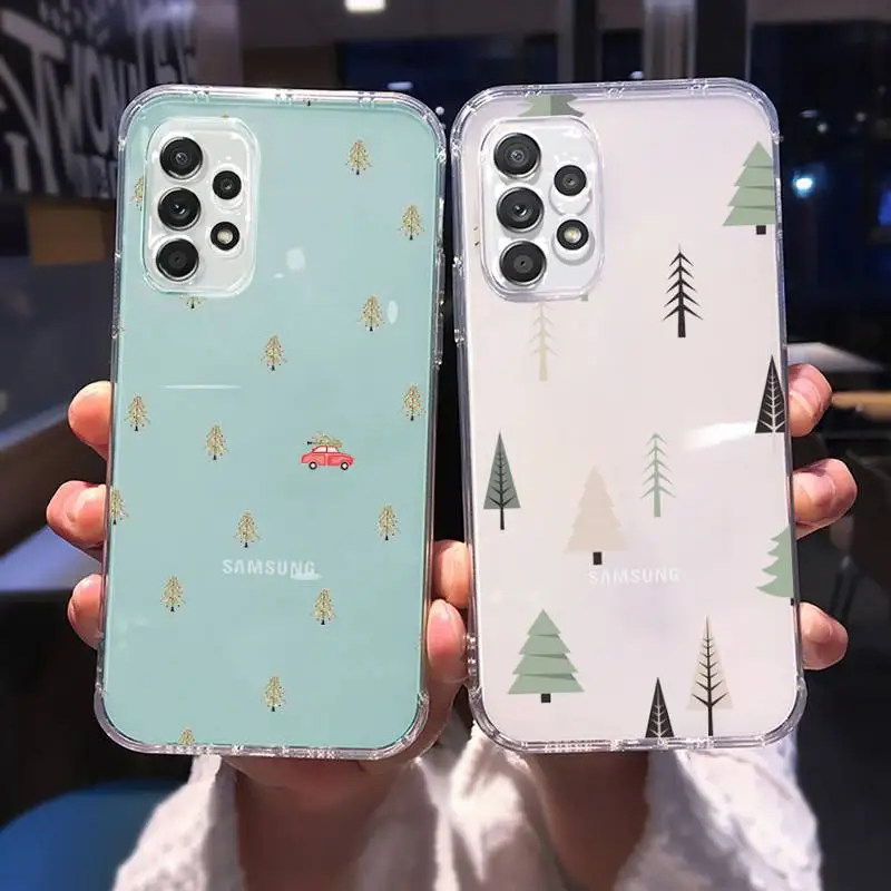 

Christmas tree Phone Case for Samsung A 51 50 52 12 21s 31 40 70 71 note S 20 10 21 ultra plus fe clear coque shell Luxury