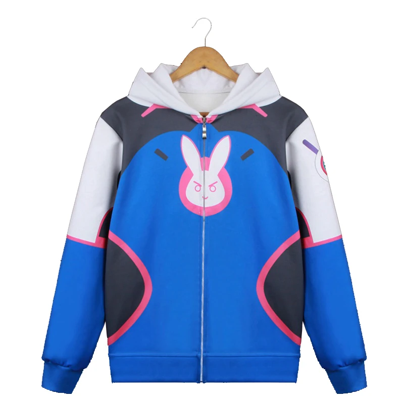 Толстовка OW D.va DVA осенне-зимняя толстовка с капюшоном на молнии кроличьими ушками