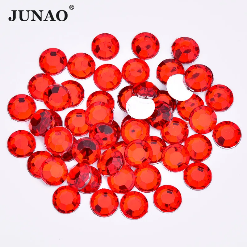 

JUNAO 10000pcs 4mm Red Flatback Acrylic Rhinestones Round Crystal Stone Non Hotfix Strass Beads for DIY Apparel Decoration