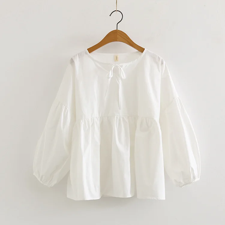 Женский пуловер с длинным рукавом фонариком в стиле девушки Мори|Блузки| |