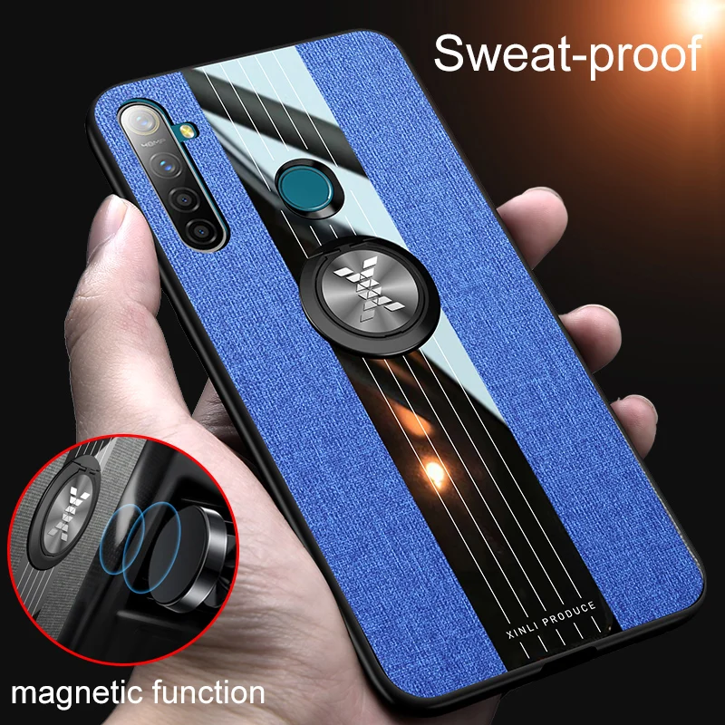 Магнитный ударопрочный чехол для OPPO Realme 5 Pro Q из ТПУ силикона с подставкой и