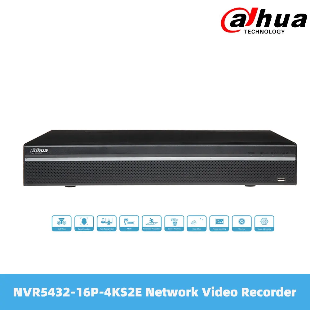 

Сетевой видеорегистратор Dahua NVR5432-16P-4KS2E 32 канала 1.5U 4 жестких дисков 16PoE 4K и H.265 Pro сети вид с 4SATA Порты и разъёмы IP доступа IPC UPnP