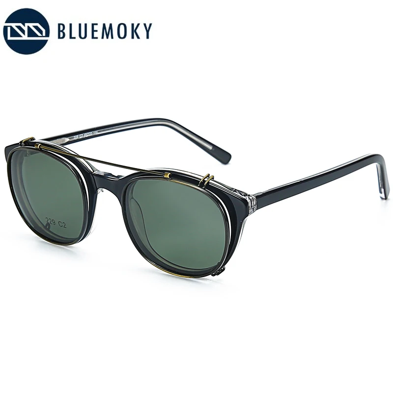 Мужские солнцезащитные очки в стиле панк BLUEMOKY поляризационные круглой оправе с