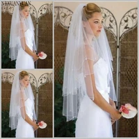 simple two layers short tulle white wedding veils cheap 2021 ivory bridal veil for bride for mariage wedding accessories comb
