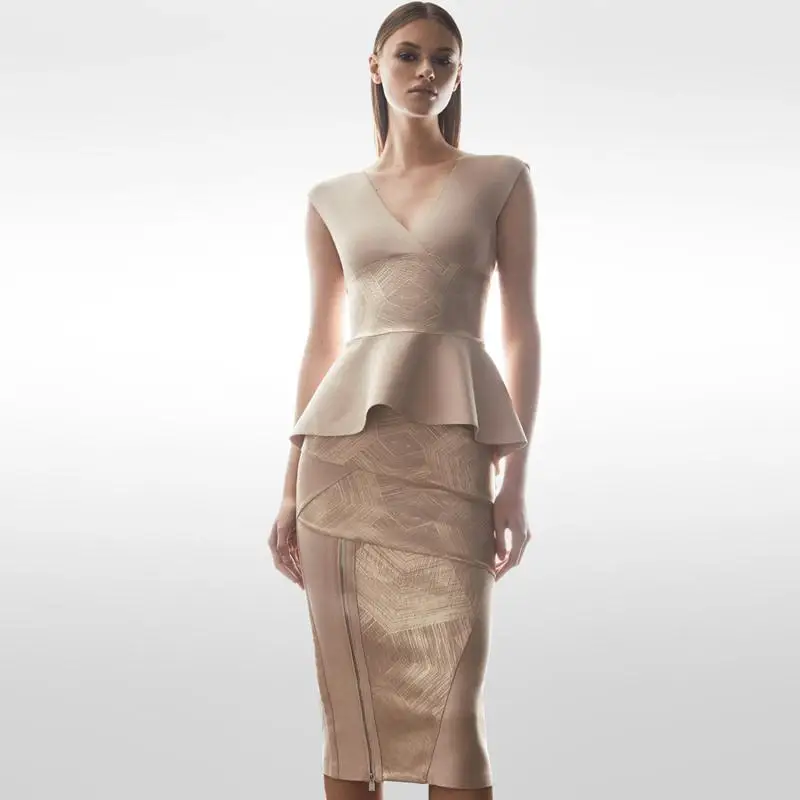 Женское Бандажное платье с принтом из золотой фольги сексуальное облегающее