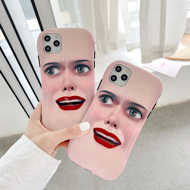 

Funny Trick Face Case For iPhone 7 8 Shockproof Cover TPU Mobile Phone Cases For iPhone X XR XS MAX 11 PRO MAX Case Humor Coques