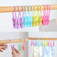 12pcs multicolor plastic clothes laundry pegs portable home wind proof multifunctional towel clips bra socks hanging rope clip