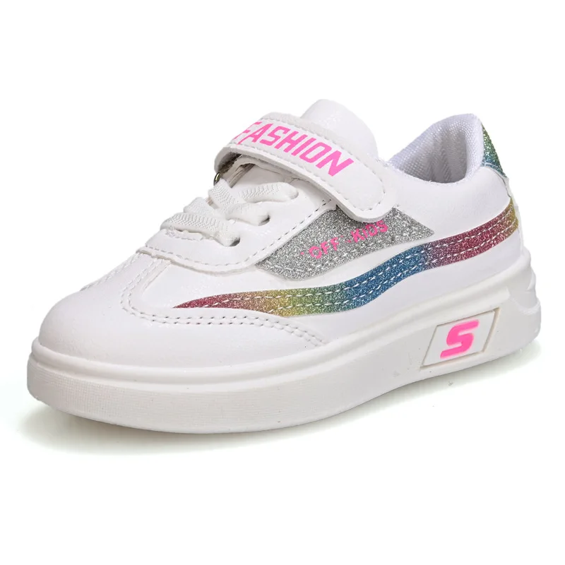 

Children Girls Shoes Flats Casual Kids Student Shoe Boys Sneakers Fashion Rainbow Stripes Hook & Loop Mix Colors Letters Sports