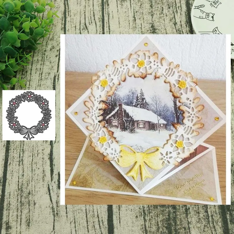 Рождественский Венок металлический Трафаретный вырубной штамп для изготовления