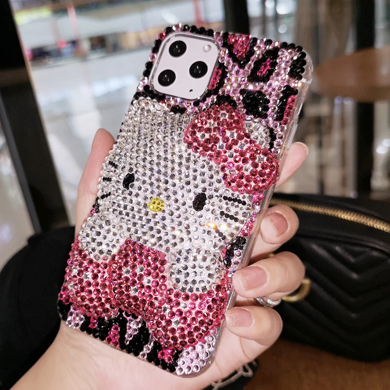 Для iphone 11 pro 3D Bling Crystal Pearl розовый Кот KT кабошон чехол для телефона для iphone XS max XR X 6 6s 7 8 plus Роскошный чехол