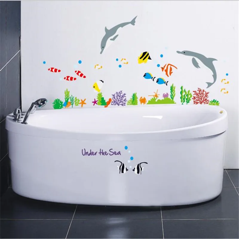Мультяшный Дельфин подводный мир Diy Наклейка на стену гостиная спальня настенный