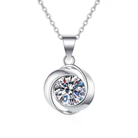 korean style s925 silver d color moissanite necklace women fine jewelry 1 carat lucky clover moissanite pendant necklace gift