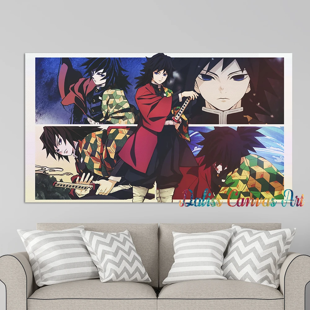 

Картины на холсте аниме Giyuu, рассекающий демонов, домашний декор манга, картины, плакаты, HD принты, настенное искусство, модульная рамка для г...