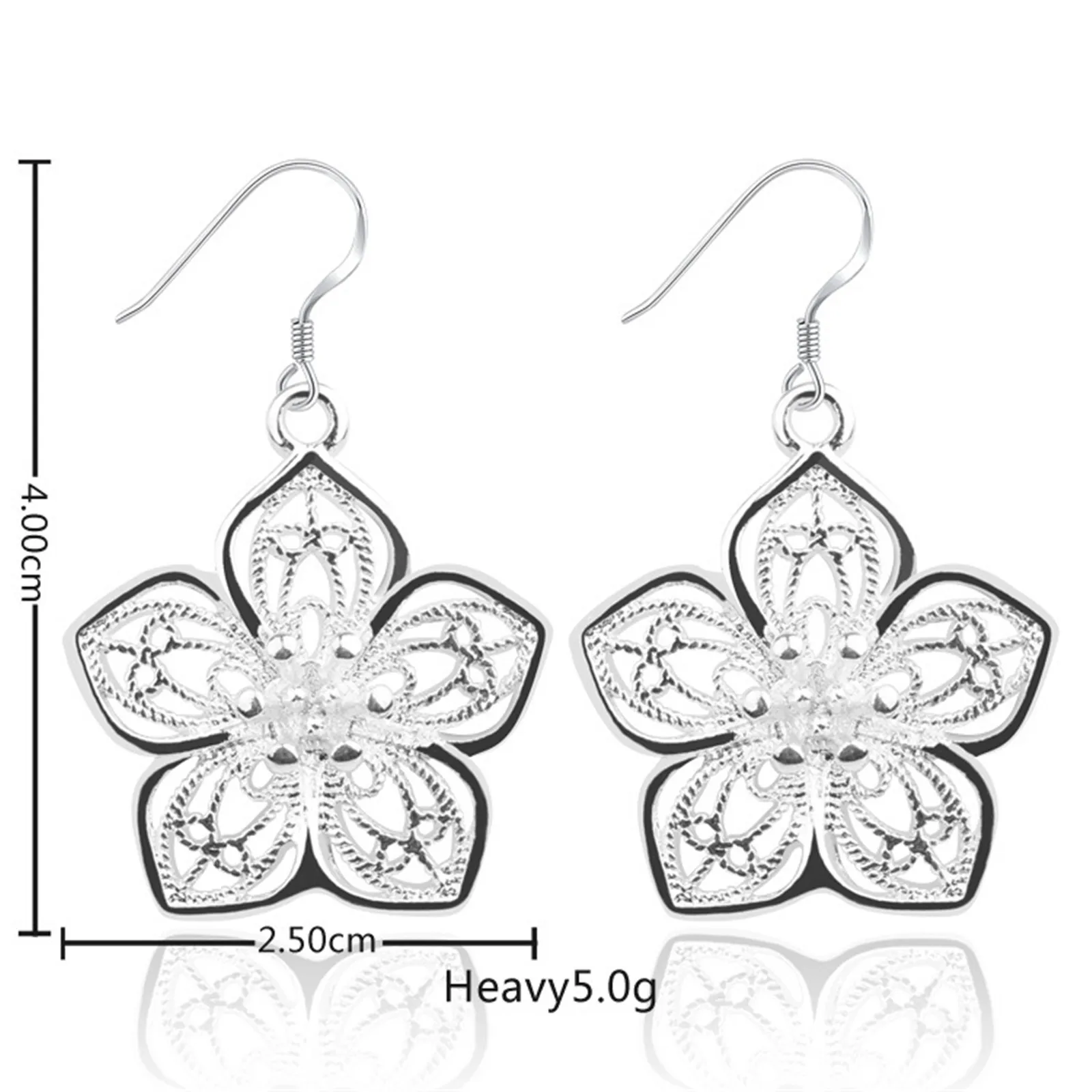 

Earring New Silver Plated Hollow Camellia Earings Fashion Jewelry 2020 European American Fashion Trend