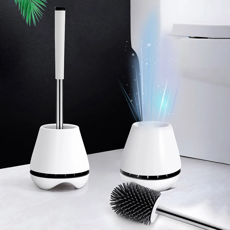 

TPR Toilet Brush Silicone Head Cleaning Household Floor-standing Bathroom Accessories Set Toilet Brush and Holder Free Shipping