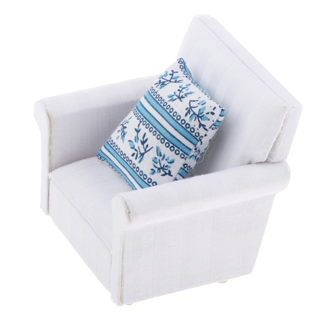 

Кукольный домик масштаб 1/12, миниатюрная мебель, классический тканевый диван-стул с подушкой