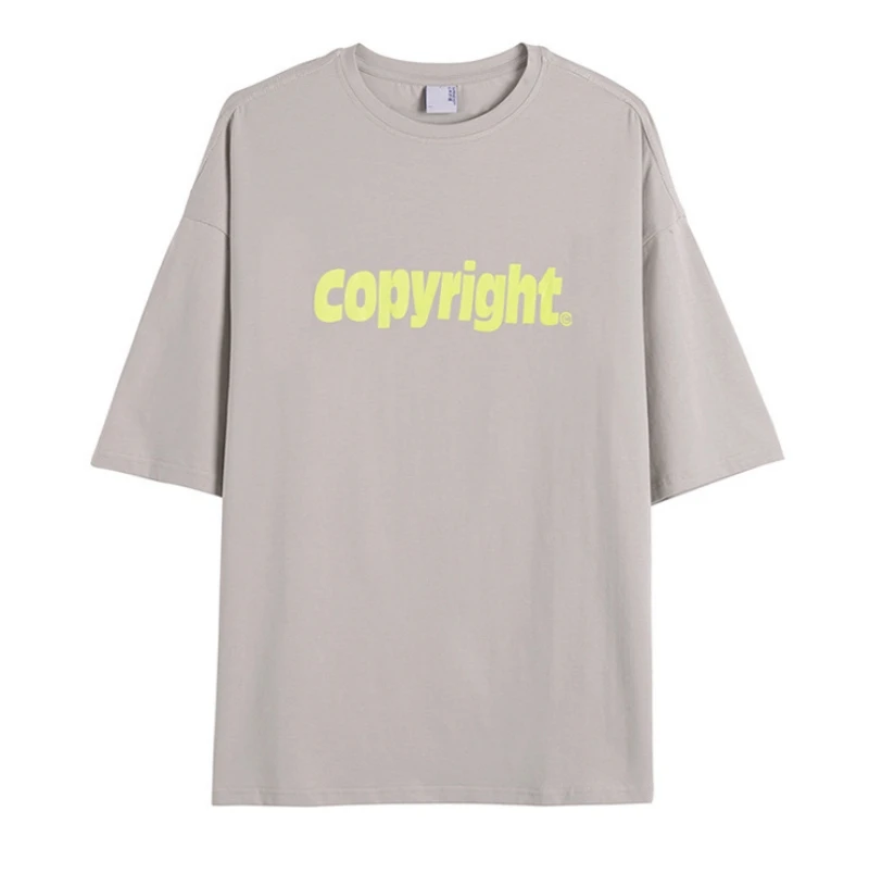 

Loose short sleeve T-shirt men trend INS letter print half sleeve T-shirt bottom five cuff