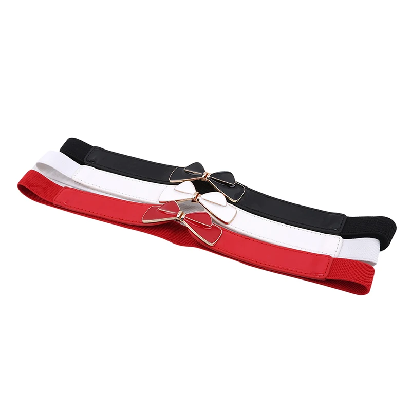

1Pcs Fashion Women PU Black White Waist Band Thin Elastic Waist Belt Dress Apparel Accessories cinturon mujer Hot Sale 3 Colors