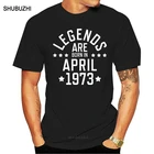 Футболка мужская с надписью Легенды рождены Апрель 1973, известная уличная одежда, комичная рубашка для мальчиков и девочек, с коротким рукавом, в стиле хип-хоп