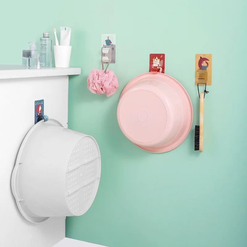 

Подставка для раковины с мультяшным рисунком, настенная стойка для хранения в ванной комнате, кухонные Бесплатные перфорированные зажимы д...