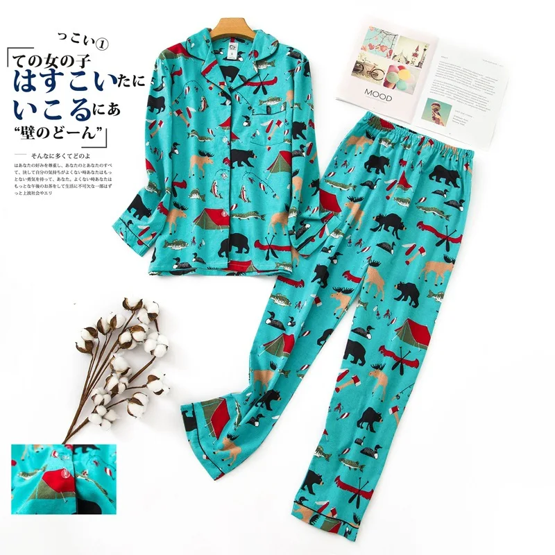 100% пижамы из хлопка ночная рубашка женское платье с длинным рукавом принтом