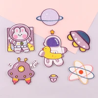 self adhesive removable clothing accessories embroidery patch cartoon space planet ufo badge cloth stickers for children