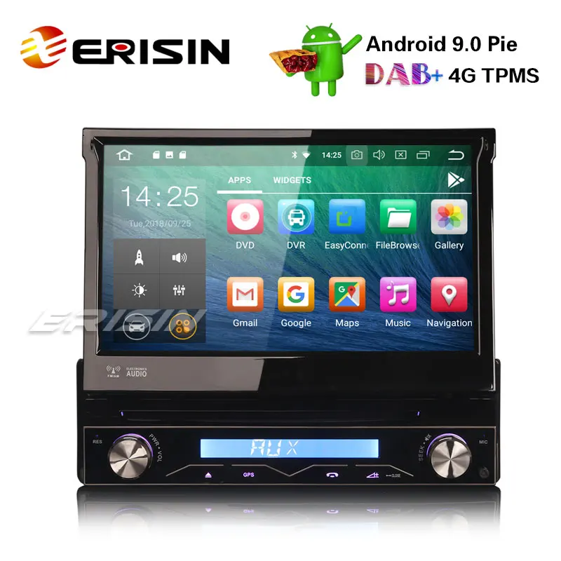 Автомобильный DVD плеер Erisin ES4808U 1 Din съемный DAB + Android 9 0 GPS wi fi TPMS DVR DTV BT OBD2