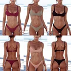 Бикини пуш-ап женское однотонное в бразильском стиле, XXL