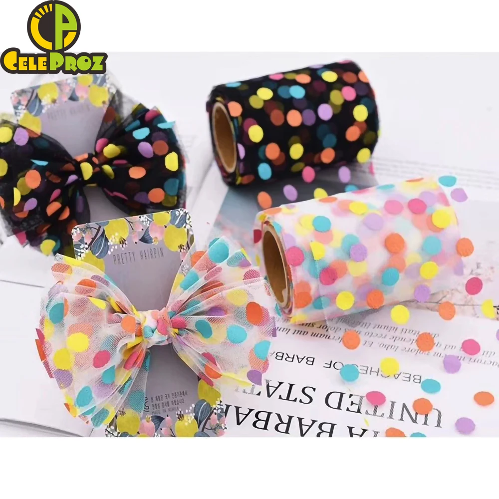 6/8/15 см тюлевый в рулоне 10 ярдов Радуга пятнистый пряжи тюль ткань DIY Швейные Ремесло волос акриловыми помпонами, с бантиком, на мягкой блестками платье из сатина с лентой, расходные материалы