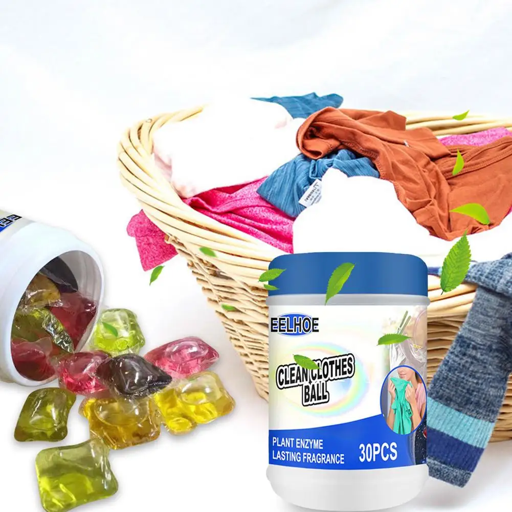

30pcs Laundry Ball Beads Cleaning Supplies Portable Laundry Gel Stains Film Bead Ball Capsules Travel Washing Liquid