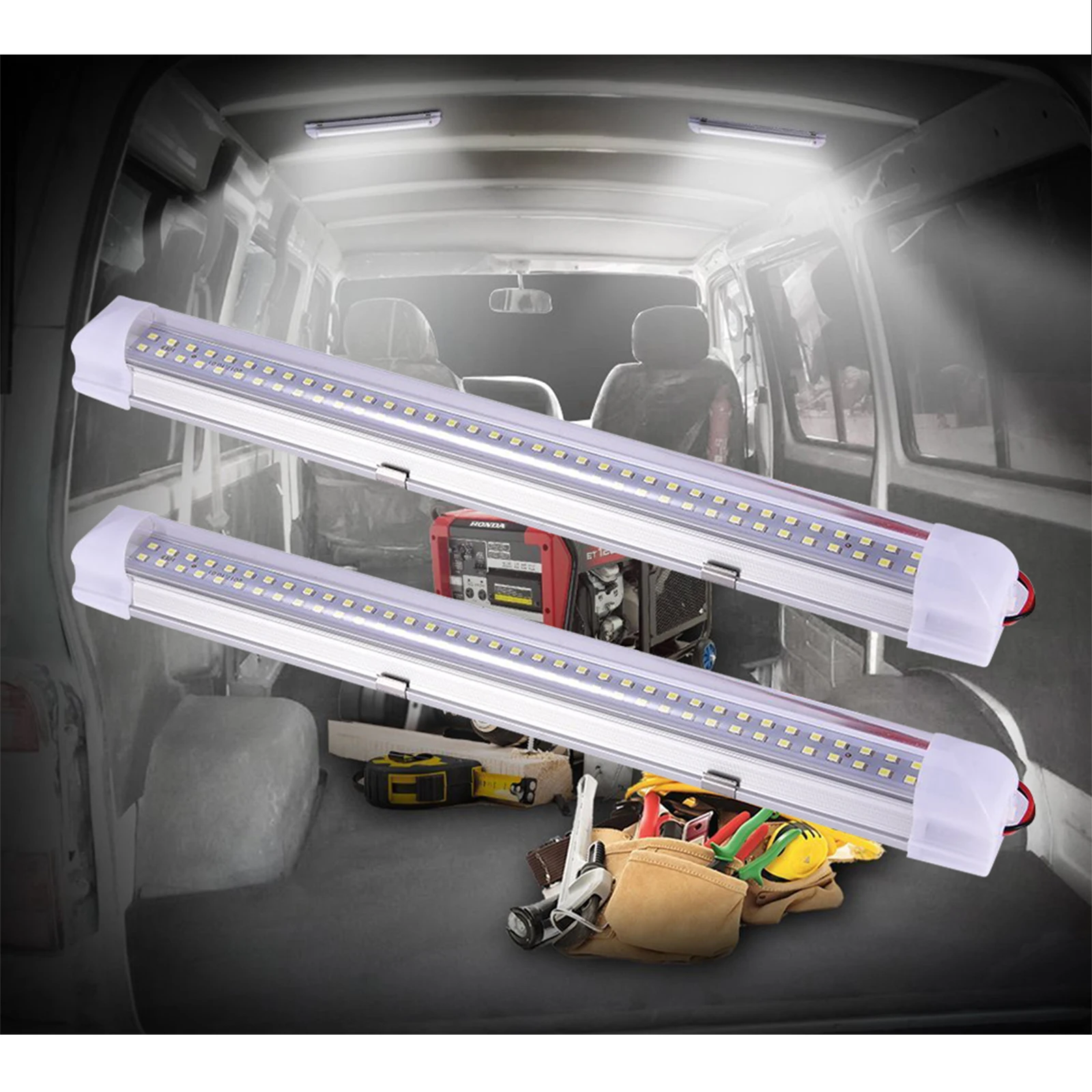 

Led Car Cabinet Long Light 13.5 Inch Interior Bar 5W 72 LED White Light Tube with Switch for Truck RV Boat Ceiling Light D30