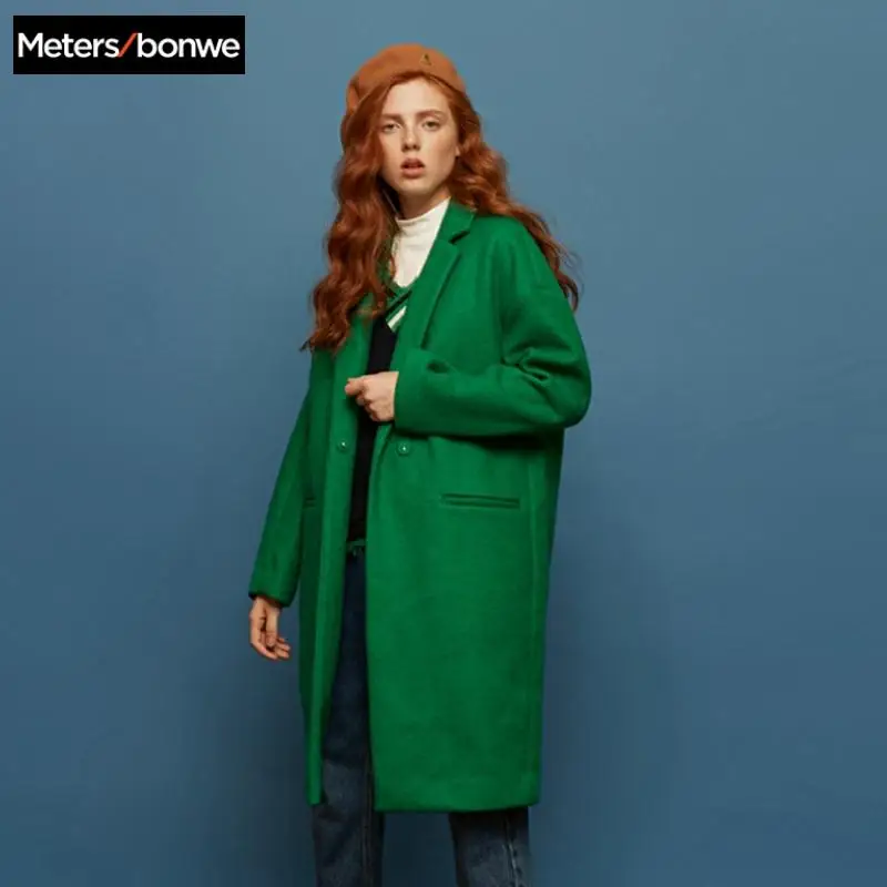 METERSBONWE шерстяное пальто для женщин Зимний длинный костюм воротник Корейская