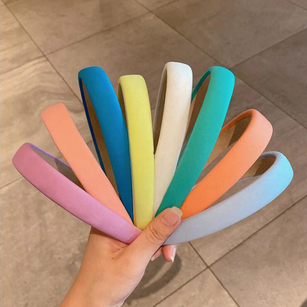 

2021 New Women Girls Cute Colorful Sponge Hairbands Sweet Simple Headband Hair Decorate Hoops Headwear Fashion Hair Accessories
