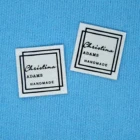 70 шт., этикетки для глажки на заказ, Индивидуальный бренд, логотип или текст, этикетки для одежды, наклейки для глажки, квадратные, рамка (YT079)