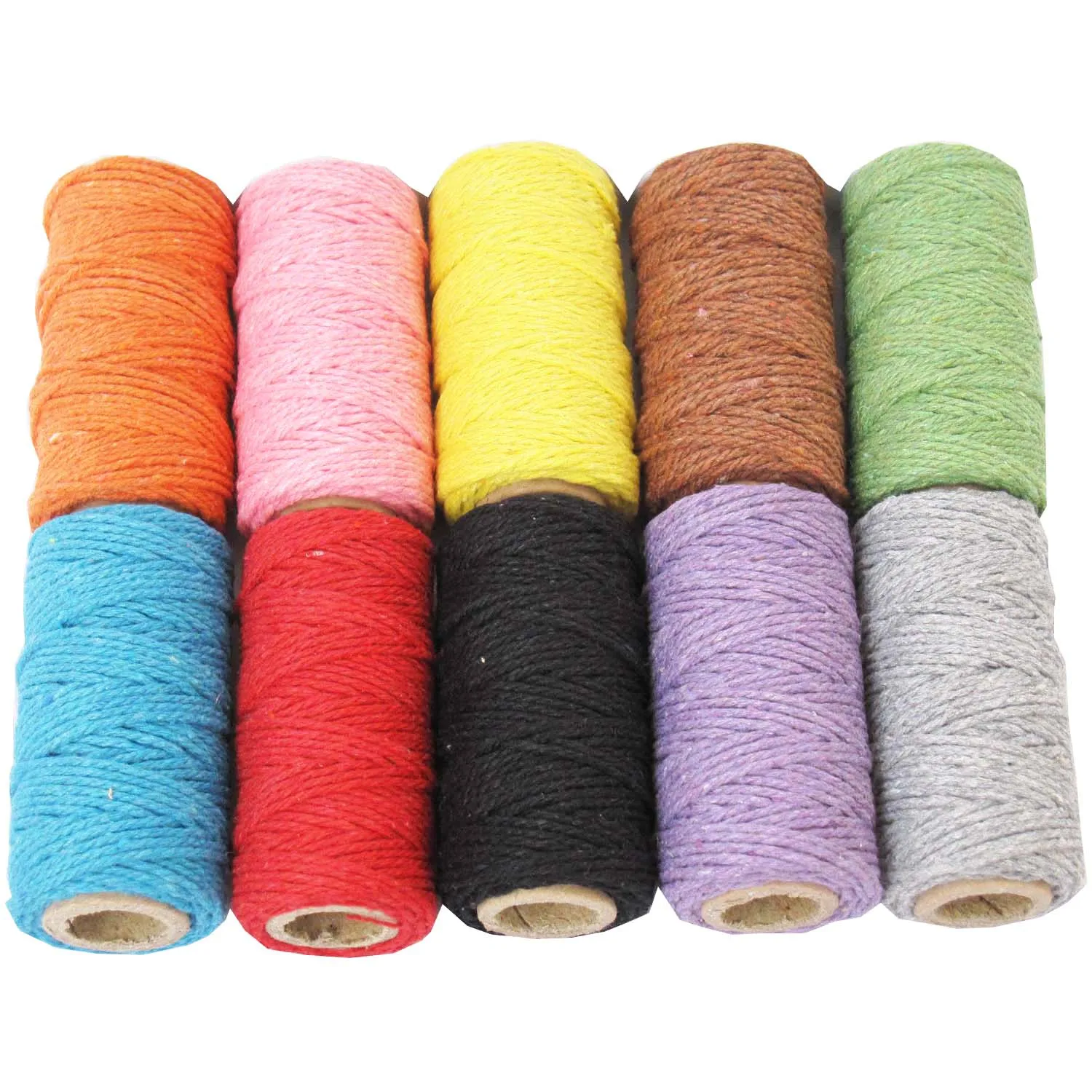 50 шт./лот (22 ярдов/катушка) однотонное хлопковое шпагат макраме хлопок 2 мм 12