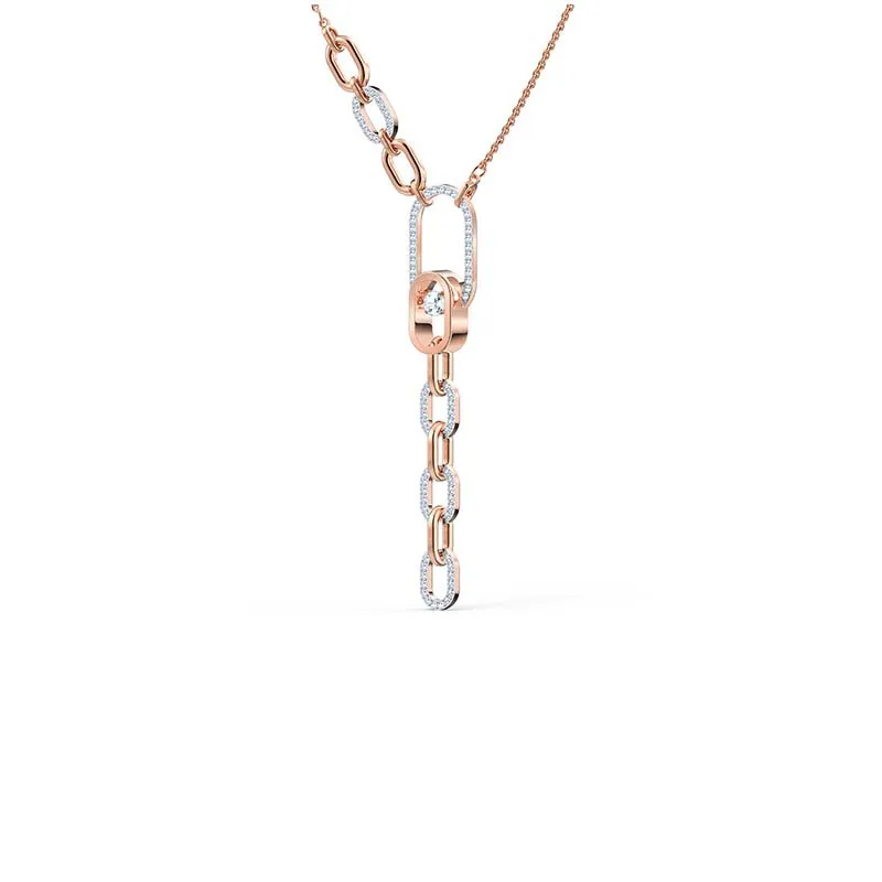 

Elegant two-tone flexible oval necklace vintage Y-shaped tassel clavicle chain female 1:1