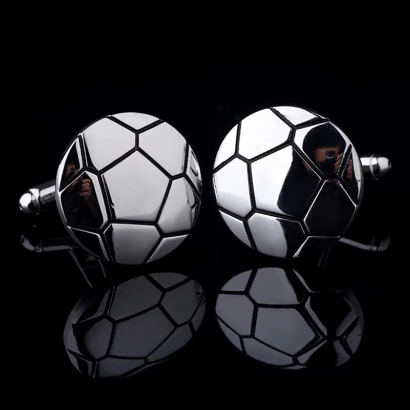 Серебряные запонки для мужчин модные серебристые Цвет футбольный мяч круглый