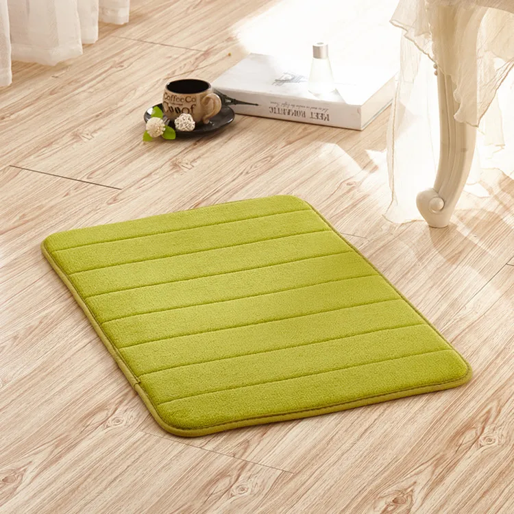 Grass green Коралловый пенопластовый нескользящий задний коврик мягкий коврик для ванной комнаты пены памяти коврик для ванной комнаты толстый коралловый флис ковер медленно восстанавливающийся полосатый ковер - Цвет: Grass green