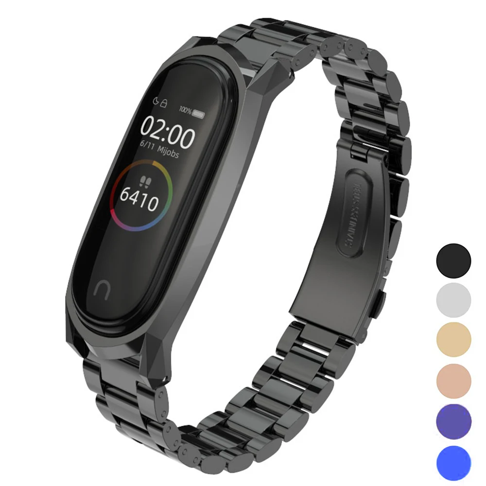 Браслет для Mi Band 3 4 5 6 металлический ремешок Xiaomi глобальный браслет | Электроника