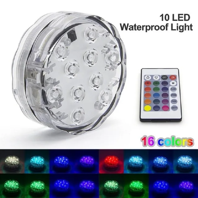1 Remote 1 Light 10 Led RGB погружной светильник с дистанционным управлением, на батарейках, подводный Ночной светильник, напольная ваза, чаша, садовые вечерние украшения - Испускаемый цвет: 1 Remote 1 Light