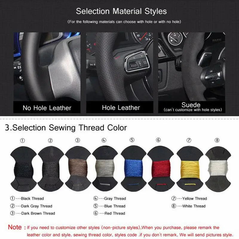 

Hand-stitched Black Red Leather Car Steering Wheel Cover for Honda Civic