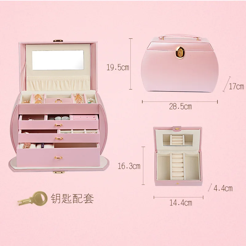 European Jewelry Box with Lock Wooden Watch Storage Large Bag Gift Multi-Layer Makeup Organizer | Дом и сад