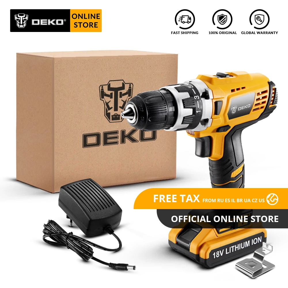 Оригинальная Аккумуляторная дрель DEKO GCD18DU2 18 в электрическая отвертка литий